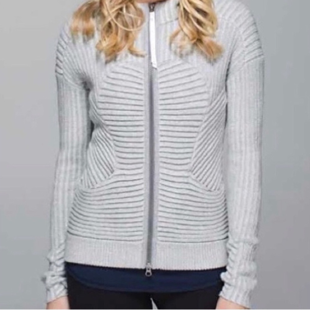 COPY - COPY - Lululemon Athletica Embrace Sweater Knit Zip Hoodie | Light Grey …